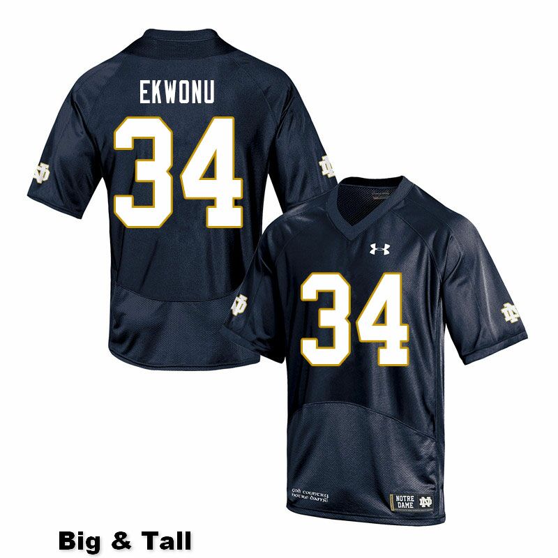 Men's NCAA Notre Dame Fighting Irish #34 Osita Ekwonu Stitched College Under Armour Authentic Navy Big & Tall Football Jersey DH10Q25XI